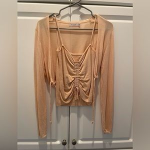 Lightweight matching shirt and sweater combo.